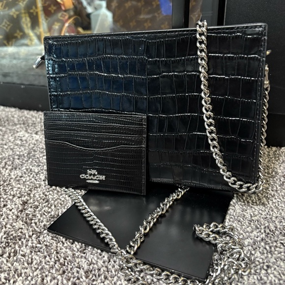 Coach Croc- Embossed slim crossbody & Wallet SET - Picture 1 of 11